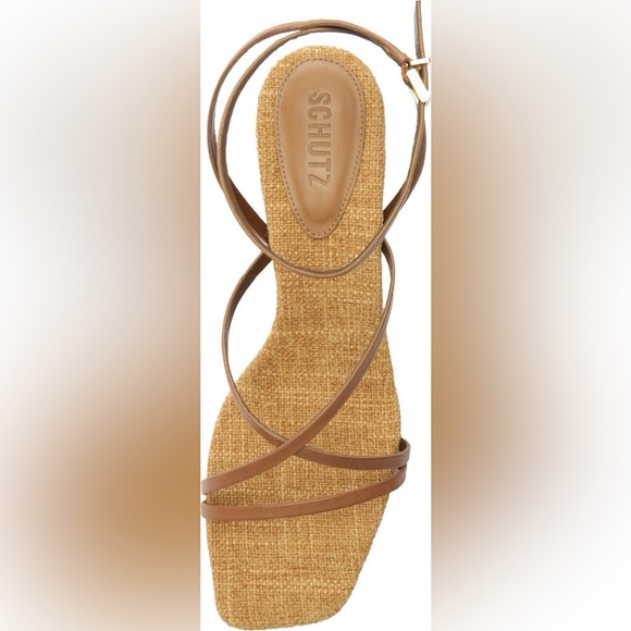 NIB Schutz Bari Ankle Strap Sandal Heels Brown Tan Sz 11 - Picture 3 of 13